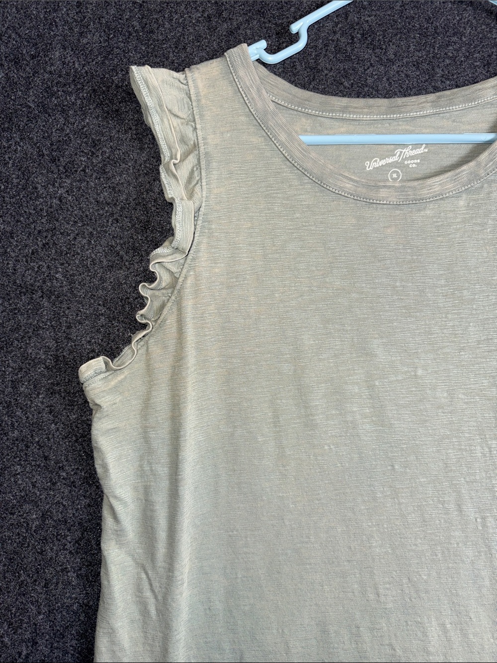 Universal Thread Olive Green Ruffle Sleeve Tank Top - Picture 7 of 8
